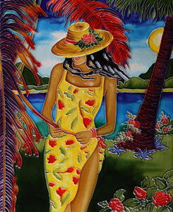 Hawaii Girl handpainted ceramic tiles